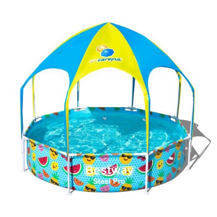 Детский каркасный круглый бассейн Bestway 56432 (244х51) с навесом
