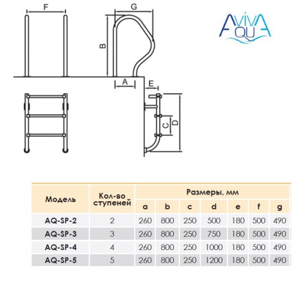 Лестница Aquaviva SP-315 (3 ступ.) из 2-х элементов