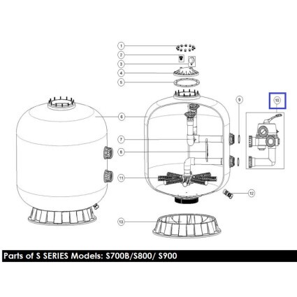 Кран шестиходовой Aquaviva 2” бок подкл. S700-S1200 (без фитингов)