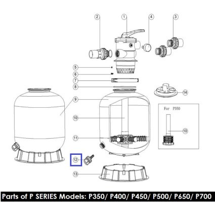 Дренажный клапан для фильтров Aquaviva серии MFV, MFS, P, SP (89011601)
