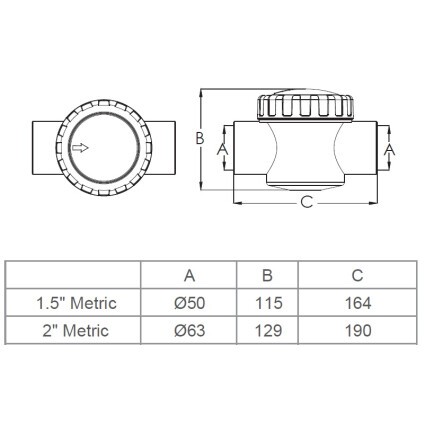 Обратный клапан Aquaviva V40-1 (E) 50 мм