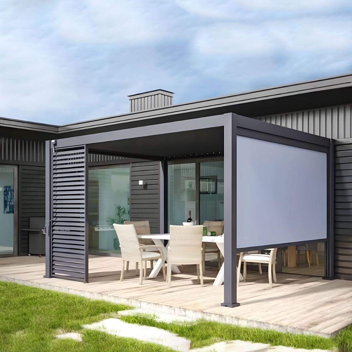 Пергола Aquaviva Нео Отдельностоящая 3X4м RAL 9016 (Белая) Пергола Aquaviva Нео Отдельностоящая 3X4м RAL 9016 (Белая)